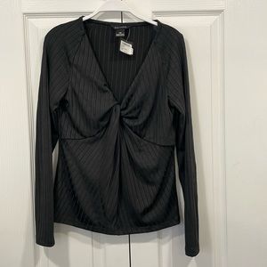 Club Monaco black long sleep twist top